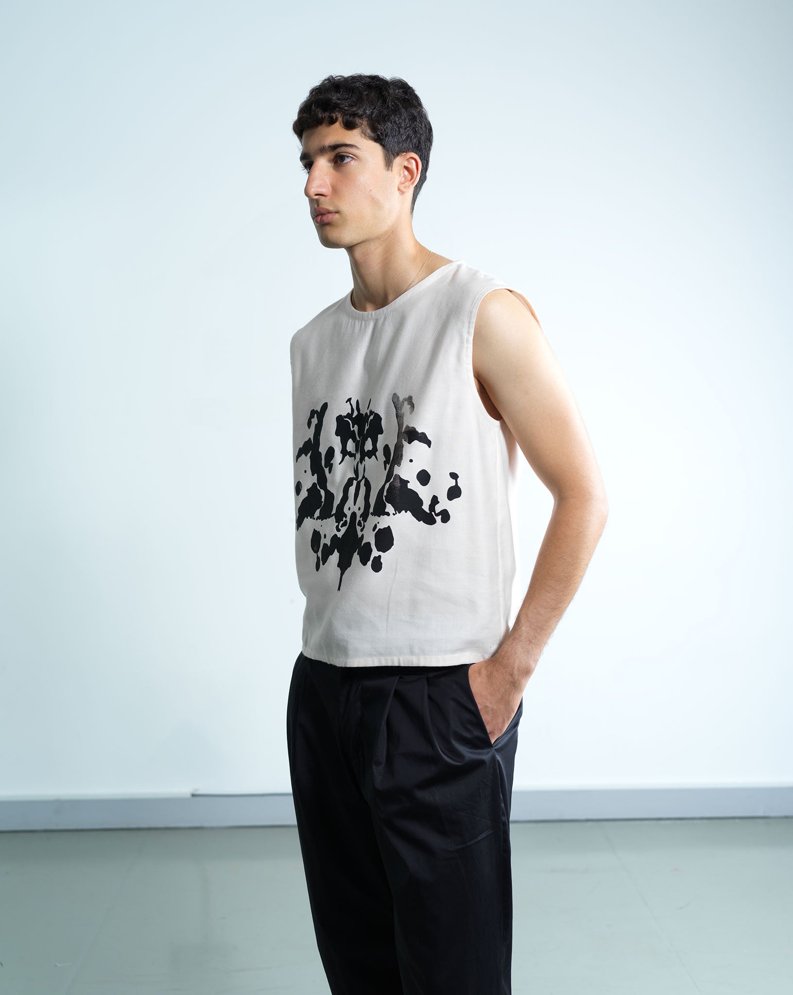 Inkblot Print Top Vest